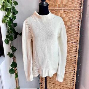 J. Crew 100% Cotton Cream Knit Mock Neck Sweater